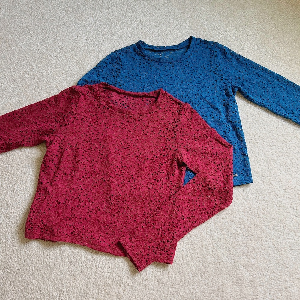 Hollister sheer lace cover long sleeve shirt